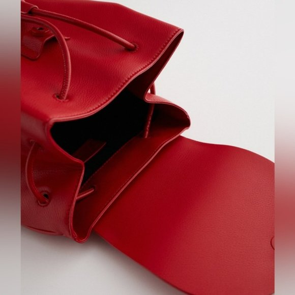 Zara Red Knotted Flap Backpack NWT main image 6